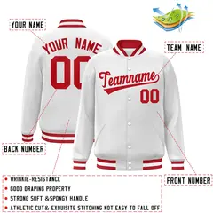 White Red Classic Varsity Full-Snap Letterman Jacket 2