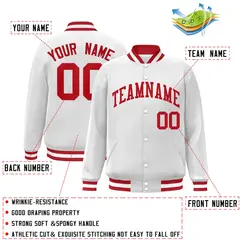 White Red Classic Varsity Full-Snap Letterman Jacket 2