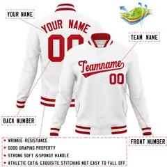 White Red Classic Varsity Full-Snap Letterman Jacket 4