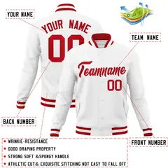 White Red Classic Varsity Full-Snap Letterman Jacket 4