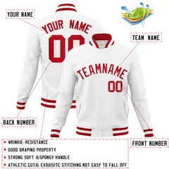 White Red Classic Varsity Full-Snap Letterman Jacket 4