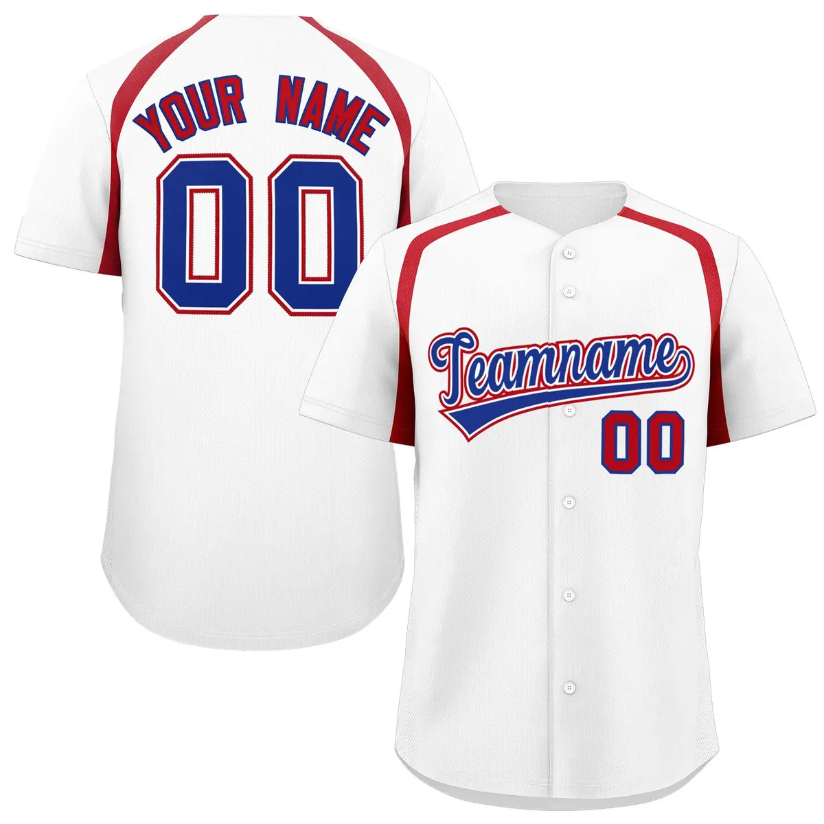 White Red Color Block Authentic Baseball Jersey