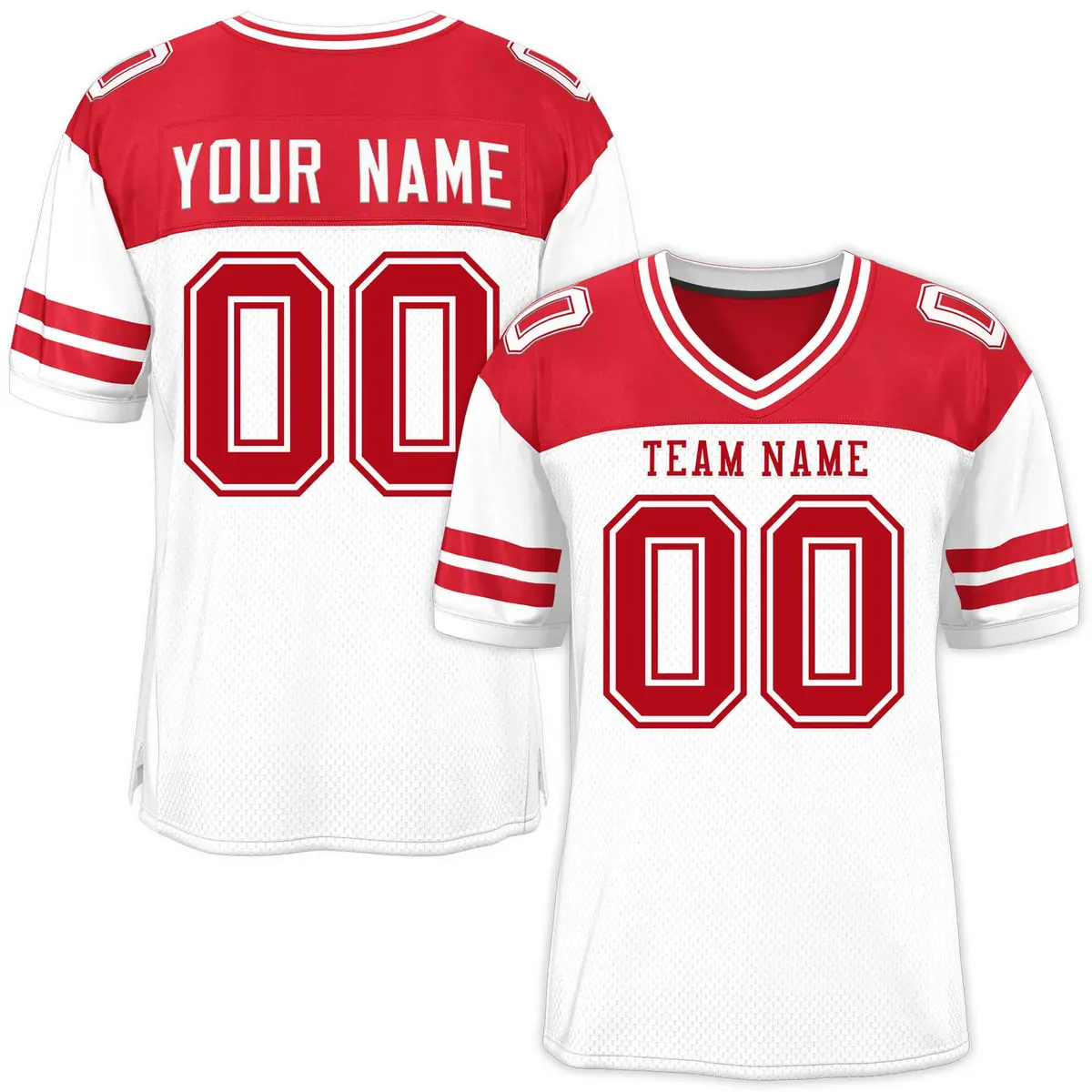 White Red Color Block Authentic Football Jersey
