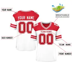 White Red Color Block Authentic Football Jersey 2