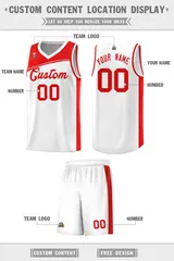 White Red Color Block Basketball Team Jersey 2