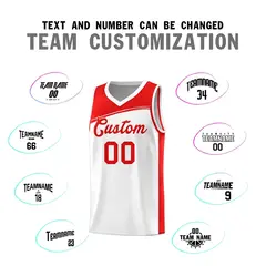 White Red Color Block Basketball Team Jersey 3