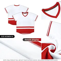 White Red Color Block V-Neck Pullover Baseball Jersey 2
