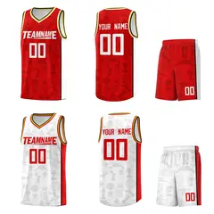 White Red Double Side Sets Basketball Jersey 2
