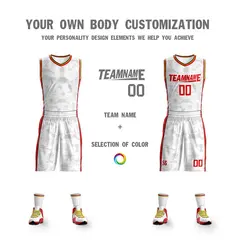 White Red Double Side Sets Basketball Jersey 3