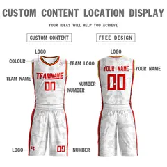 White Red Double Side Sets Basketball Jersey 4