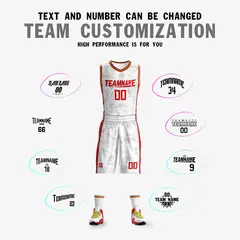 White Red Double Side Sets Basketball Jersey 5
