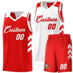 White Red Double Side Sets Men Basketball Jersey 1