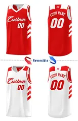 White Red Double Side Sets Men Basketball Jersey 3