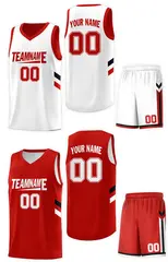White Red Double Side Sportswear Basketball Jersey 3