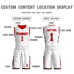 White Red Double Side Sportswear Basketball Jersey 4