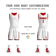 White Red Double Side Sportswear Basketball Jersey 5