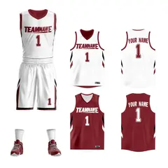 White Red Double Side Sportswear Basketball Jersey 1