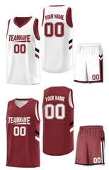 White Red Double Side Sportswear Basketball Jersey 3