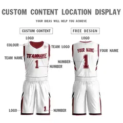 White Red Double Side Sportswear Basketball Jersey 4