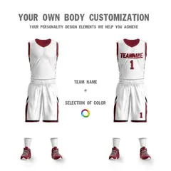 White Red Double Side Sportswear Basketball Jersey 5