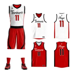White Red Double Side Sportswear Basketball Jersey