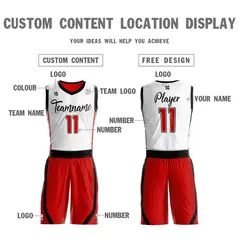 White Red Double Side Sportswear Basketball Jersey 5