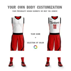 White Red Double Side Sportswear Basketball Jersey 6