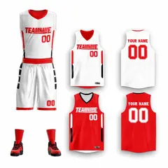 White Red Double Side Sportswear Basketball Jersey