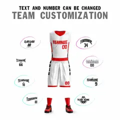 White Red Double Side Sportswear Basketball Jersey 2