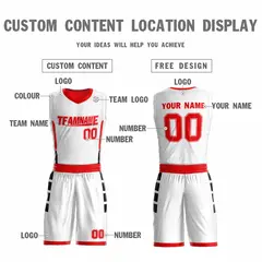 White Red Double Side Sportswear Basketball Jersey 3