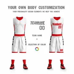 White Red Double Side Sportswear Basketball Jersey 4