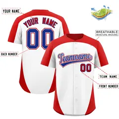White Red Edge Color Block Authentic Baseball Jersey 2