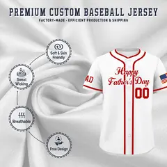 White Red Father's Day Classic Baseball Jersey 3