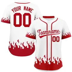 White Red Flame Graffiti Pattern Authentic Baseball Jersey