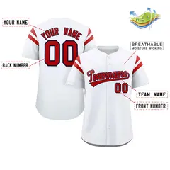 White Red Full Button Classic Authentic Baseball Jersey 2