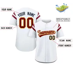 White Red Full Button Classic Authentic Baseball Jersey 2