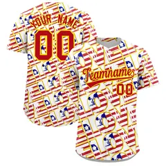 White Red Gold American Flag Graffiti Split Independence Day Baseball Jersey