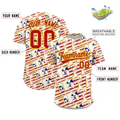 White Red Gold American Flag Graffiti Split Independence Day Baseball Jersey 2