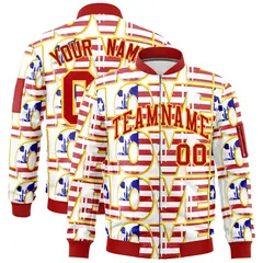 White Red Gold American Flag Independence Day Full Zip Wrinkle-Resistant Jacket 1