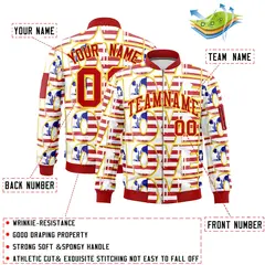 White Red Gold American Flag Independence Day Full Zip Wrinkle-Resistant Jacket 2