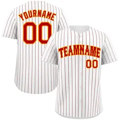 White Red Gold Bull Stripe Fashion Authentic Baseball Jersey 1