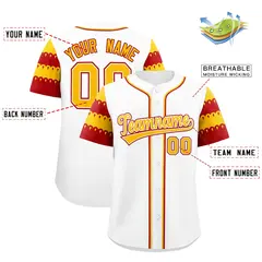 White Red Gold Flag Lace Sleeve Baseball Jersey 2