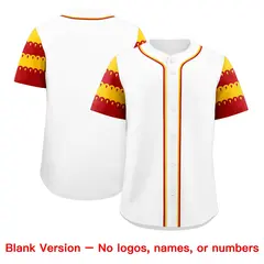 White Red Gold Flag Lace Sleeve Baseball Jersey 7