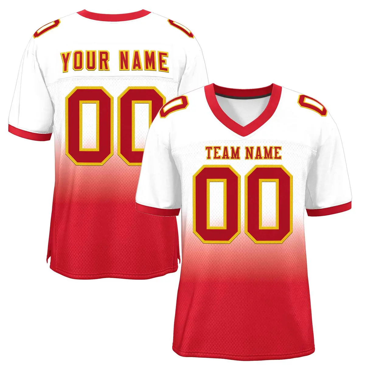White Red-Gold Gradient Outdoor Football Jersey
