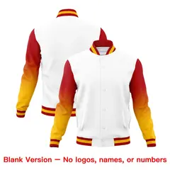 White Red Gold Gradient Varsity Raglan Letterman Jacket 7