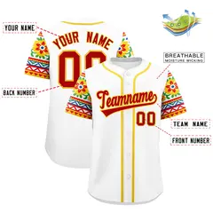 White Red Gold Graffiti Mexican Style Baseball Jersey 3