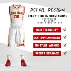 White Red-Gold Graffiti Oblique Bar Basketball Jersey 2