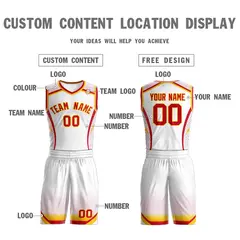 White Red-Gold Graffiti Points Element Basketball Jersey 3