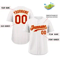 White Red Gold Hook Stripe Fashion Authentic Baseball Jersey 2