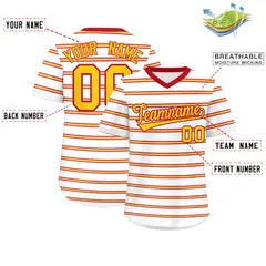 White Red-Gold Horizontal Stripe Pullover Baseball Jersey 2